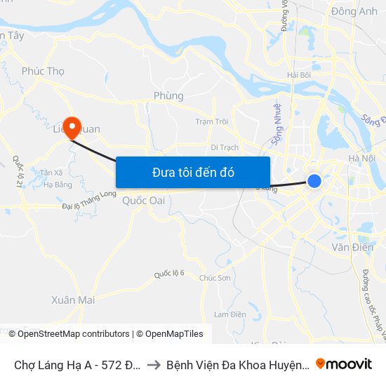 Chợ Láng Hạ A - 572 Đường Láng to Bệnh Viện Đa Khoa Huyện Thạch Thất map