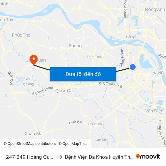 247-249 Hoàng Quốc Việt to Bệnh Viện Đa Khoa Huyện Thạch Thất map