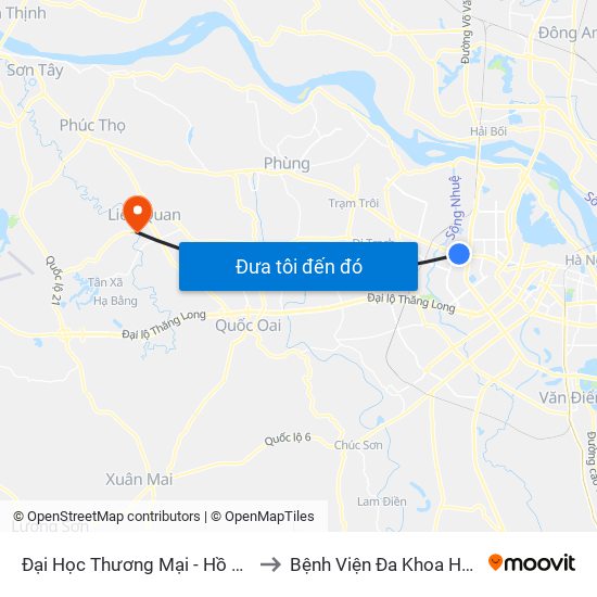 Đại Học Thương Mại - Hồ Tùng Mậu (Cột Sau) to Bệnh Viện Đa Khoa Huyện Thạch Thất map