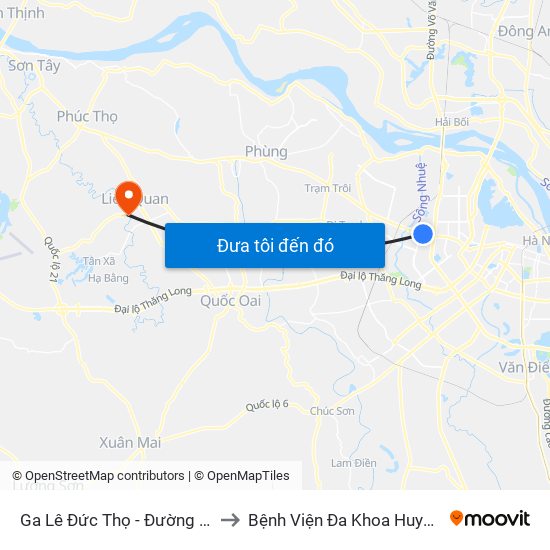 Ga Lê Đức Thọ - Đường Hồ Tùng Mậu to Bệnh Viện Đa Khoa Huyện Thạch Thất map