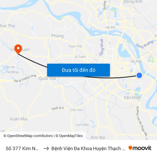 Số 377 Kim Ngưu to Bệnh Viện Đa Khoa Huyện Thạch Thất map