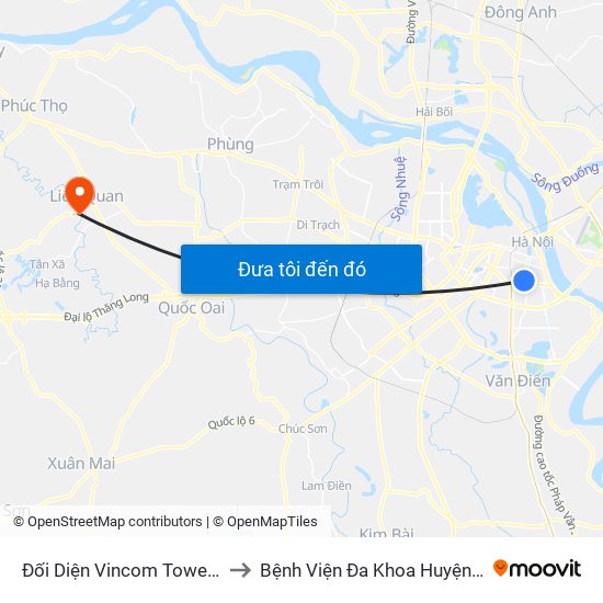 Đối Diện Vincom Tower - Bà Triệu to Bệnh Viện Đa Khoa Huyện Thạch Thất map