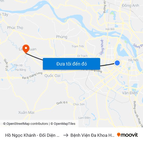 Hồ Ngọc Khánh - Đối Diện 37 Nguyễn Chí Thanh to Bệnh Viện Đa Khoa Huyện Thạch Thất map