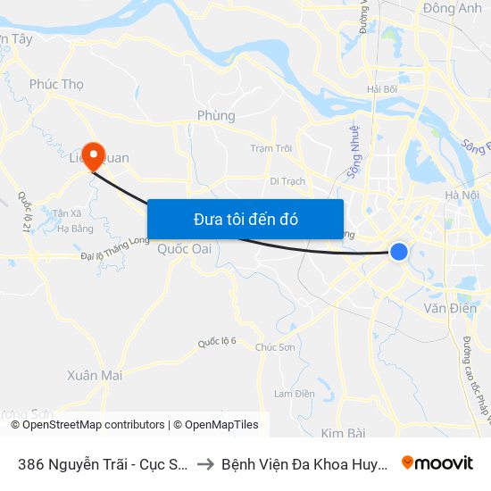 386 Nguyễn Trãi - Cục Sở Hữu Trí Tuệ to Bệnh Viện Đa Khoa Huyện Thạch Thất map