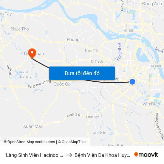 Làng Sinh Viên Hacinco - Nguyễn Tuân to Bệnh Viện Đa Khoa Huyện Thạch Thất map