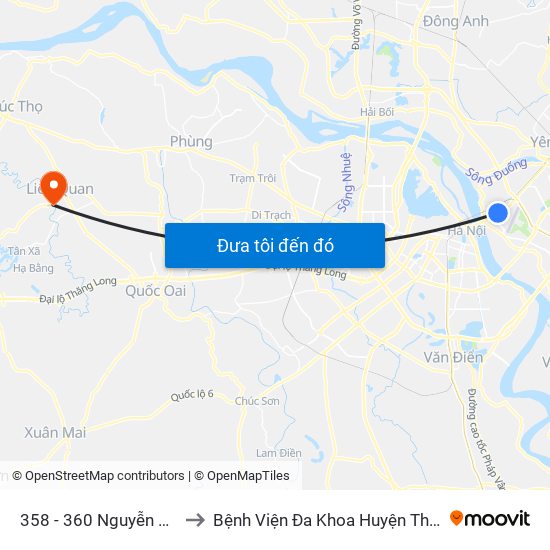 358 - 360 Nguyễn Văn Cừ to Bệnh Viện Đa Khoa Huyện Thạch Thất map