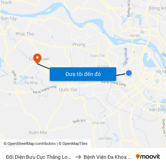 Đối Diện Bưu Cục Thăng Long - Đường Phạm Hùng to Bệnh Viện Đa Khoa Huyện Thạch Thất map