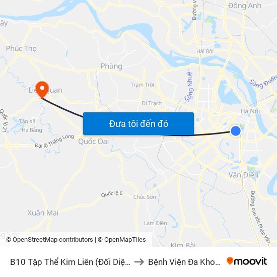 B10 Tập Thể Kim Liên (Đối Diện Ngõ 46b Phạm Ngọc Thạch) to Bệnh Viện Đa Khoa Huyện Thạch Thất map