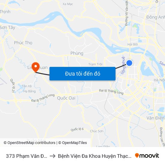 373 Phạm Văn Đồng to Bệnh Viện Đa Khoa Huyện Thạch Thất map
