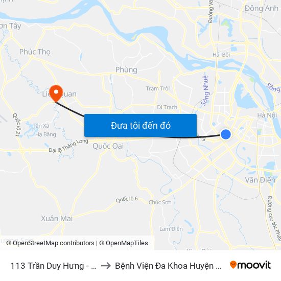 113 Trần Duy Hưng - Bộ Khcn to Bệnh Viện Đa Khoa Huyện Thạch Thất map