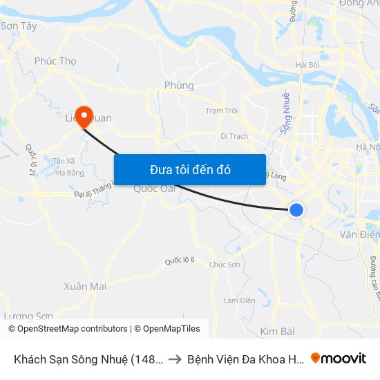 Khách Sạn Sông Nhuệ (148 Trần Phú- Hà Đông) to Bệnh Viện Đa Khoa Huyện Thạch Thất map