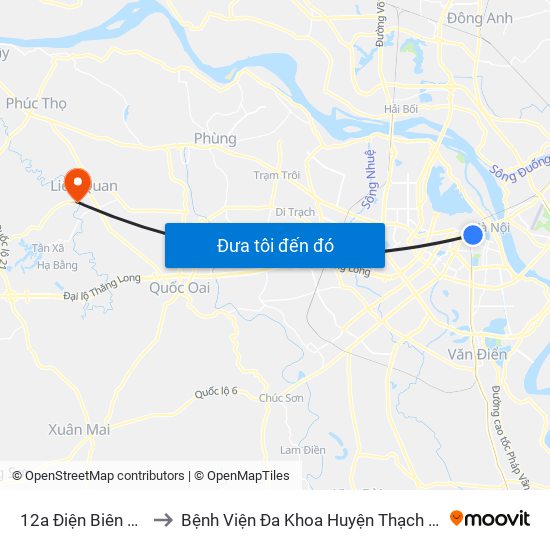 12a Điện Biên Phủ to Bệnh Viện Đa Khoa Huyện Thạch Thất map