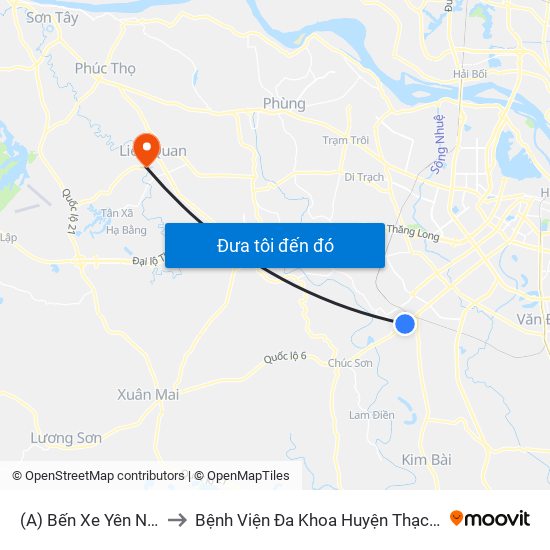 (A) Bến Xe Yên Nghĩa to Bệnh Viện Đa Khoa Huyện Thạch Thất map