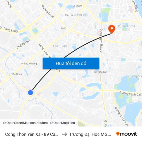 Cổng Thôn Yên Xá - 89 Cầu Bươu to Trường Đại Học Mở Hà Nội map