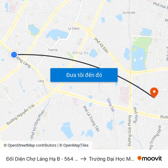 Đối Diện Chợ Láng Hạ B - 564 Đường Láng to Trường Đại Học Mở Hà Nội map