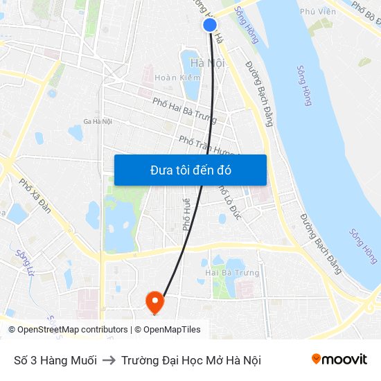 Số 3 Hàng Muối to Trường Đại Học Mở Hà Nội map