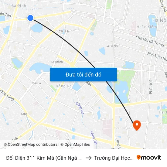 Đối Diện 311 Kim Mã (Gần Ngã 4 Kim Mã - Vạn Bảo) to Trường Đại Học Mở Hà Nội map