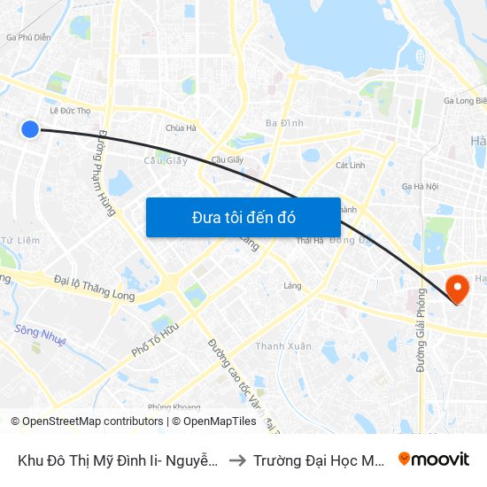 Khu Đô Thị Mỹ Đình Ii- Nguyễn Cơ Thạch to Trường Đại Học Mở Hà Nội map