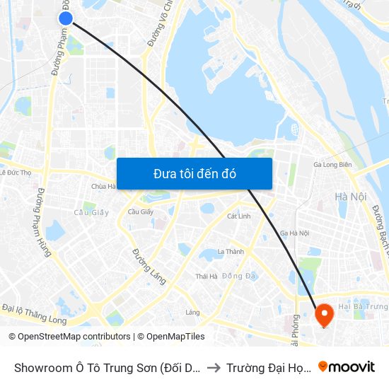 Showroom Ô Tô Trung Sơn (Đối Diện 315 Phạm Văn Đồng) to Trường Đại Học Mở Hà Nội map