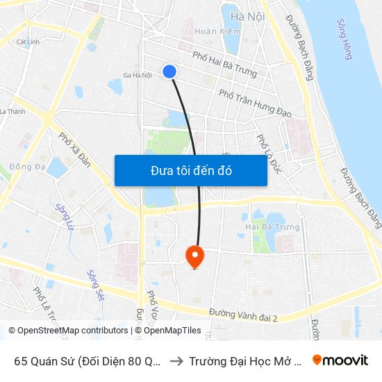 65 Quán Sứ (Đối Diện 80 Quán Sứ) to Trường Đại Học Mở Hà Nội map