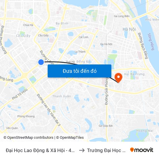 Đại Học Lao Động & Xã Hội - 43 Trần Duy Hưng to Trường Đại Học Mở Hà Nội map