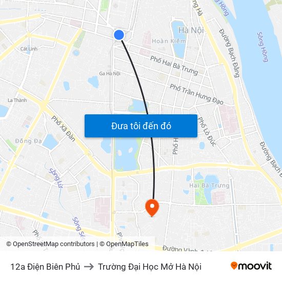 12a Điện Biên Phủ to Trường Đại Học Mở Hà Nội map