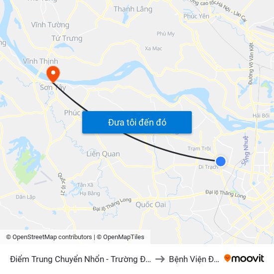 Điểm Trung Chuyển Nhổn - Trường Đại Học Công Nghiệp Hà Nội - Đường 32 to Bệnh Viện Đa Khoa Sơn Tây map