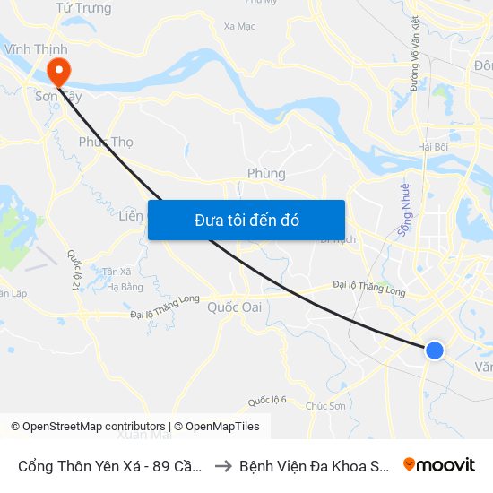 Cổng Thôn Yên Xá - 89 Cầu Bươu to Bệnh Viện Đa Khoa Sơn Tây map