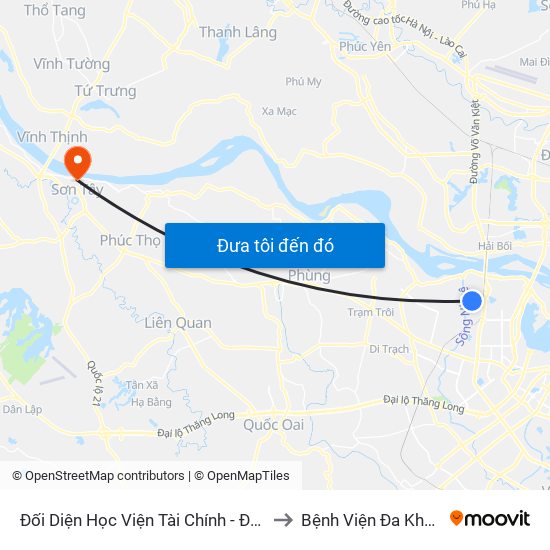 Đối Diện Học Viện Tài Chính - Đường Đức Thắng to Bệnh Viện Đa Khoa Sơn Tây map