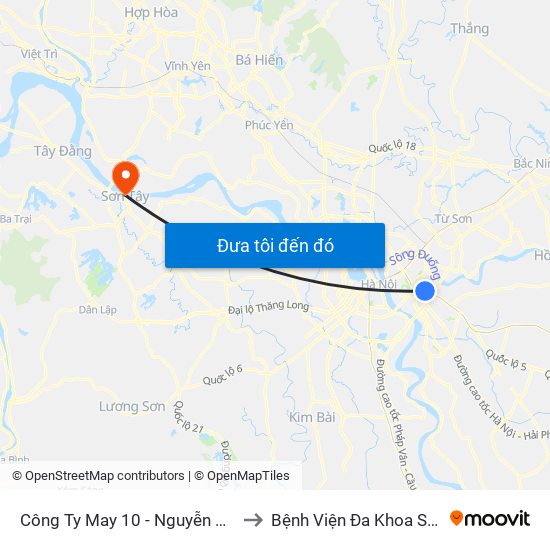 Công Ty May 10 - Nguyễn Văn Linh to Bệnh Viện Đa Khoa Sơn Tây map