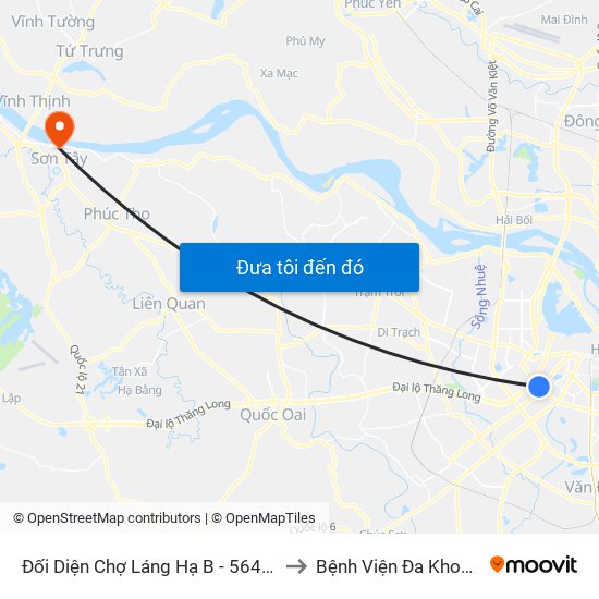 Đối Diện Chợ Láng Hạ B - 564 Đường Láng to Bệnh Viện Đa Khoa Sơn Tây map