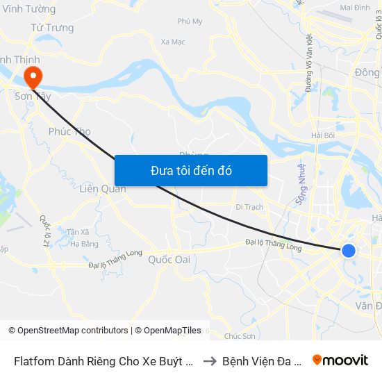 Flatfom Dành Riêng Cho Xe Buýt Trước Nhà 45 Đường Láng to Bệnh Viện Đa Khoa Sơn Tây map