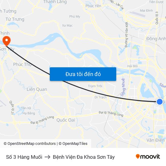 Số 3 Hàng Muối to Bệnh Viện Đa Khoa Sơn Tây map