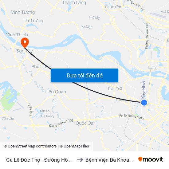 Ga Lê Đức Thọ - Đường Hồ Tùng Mậu to Bệnh Viện Đa Khoa Sơn Tây map