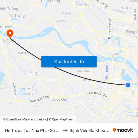 Hè Trước Tòa Nhà Pta - Số 1 Kim Mã to Bệnh Viện Đa Khoa Sơn Tây map