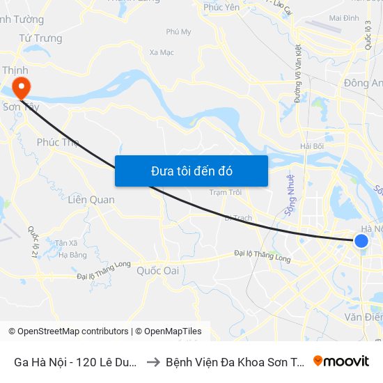 Ga Hà Nội - 120 Lê Duẩn to Bệnh Viện Đa Khoa Sơn Tây map