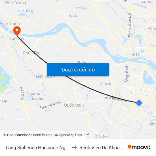 Làng Sinh Viên Hacinco - Nguyễn Tuân to Bệnh Viện Đa Khoa Sơn Tây map