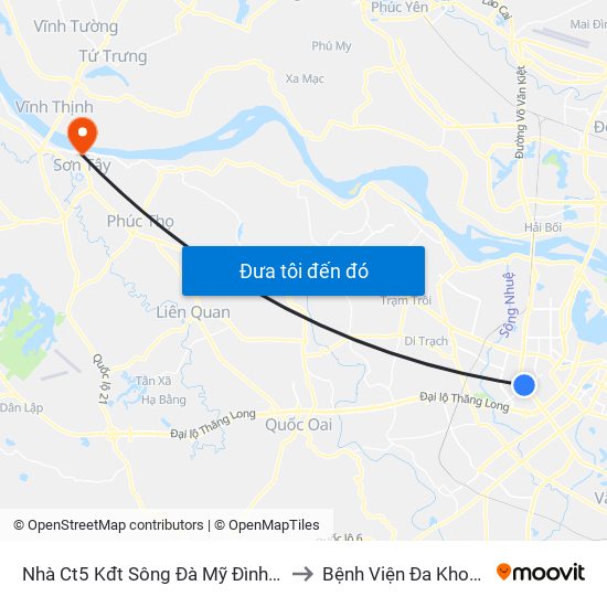 Nhà Ct5 Kđt Sông Đà Mỹ Đình - Phạm Hùng to Bệnh Viện Đa Khoa Sơn Tây map