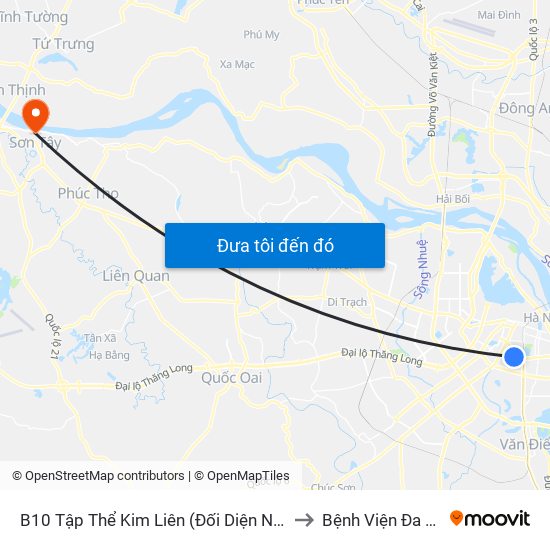 B10 Tập Thể Kim Liên (Đối Diện Ngõ 46b Phạm Ngọc Thạch) to Bệnh Viện Đa Khoa Sơn Tây map