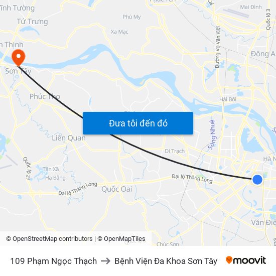 109 Phạm Ngọc Thạch to Bệnh Viện Đa Khoa Sơn Tây map