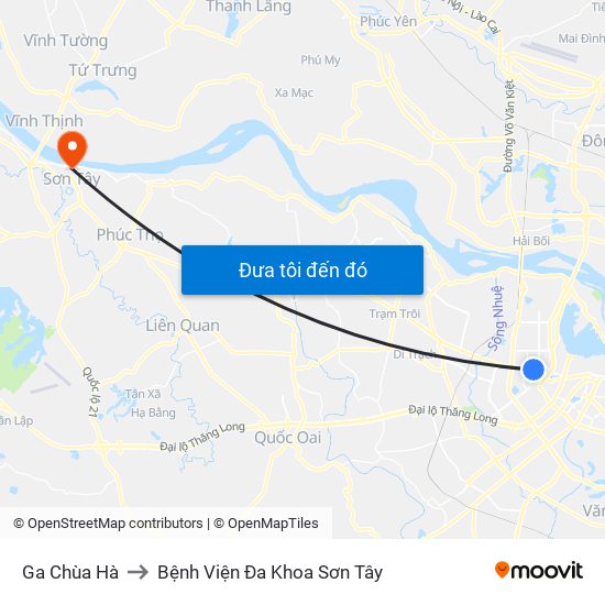 Ga Chùa Hà to Bệnh Viện Đa Khoa Sơn Tây map