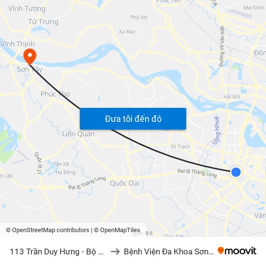 113 Trần Duy Hưng - Bộ Khcn to Bệnh Viện Đa Khoa Sơn Tây map