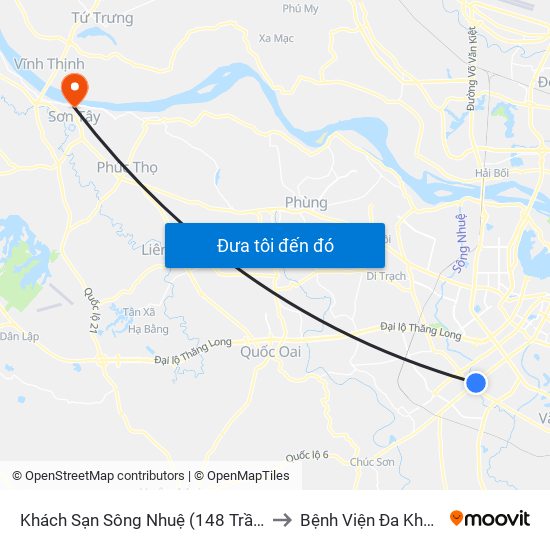 Khách Sạn Sông Nhuệ (148 Trần Phú- Hà Đông) to Bệnh Viện Đa Khoa Sơn Tây map