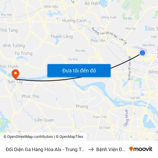 Đối Diện Ga Hàng Hóa Als - Trung Tâm Dịch Vụ Kỹ Thuật Cung Ứng Điện to Bệnh Viện Đa Khoa Sơn Tây map