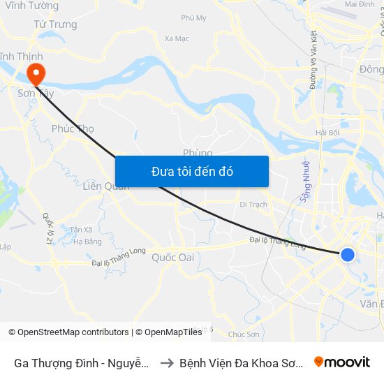 Ga Thượng Đình - Nguyễn Trãi to Bệnh Viện Đa Khoa Sơn Tây map