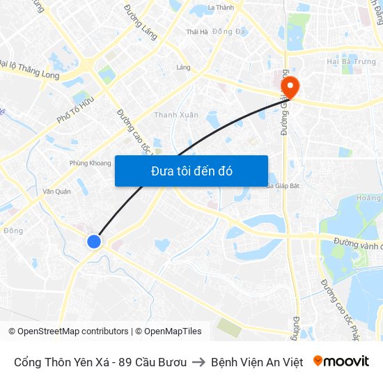 Cổng Thôn Yên Xá - 89 Cầu Bươu to Bệnh Viện An Việt map