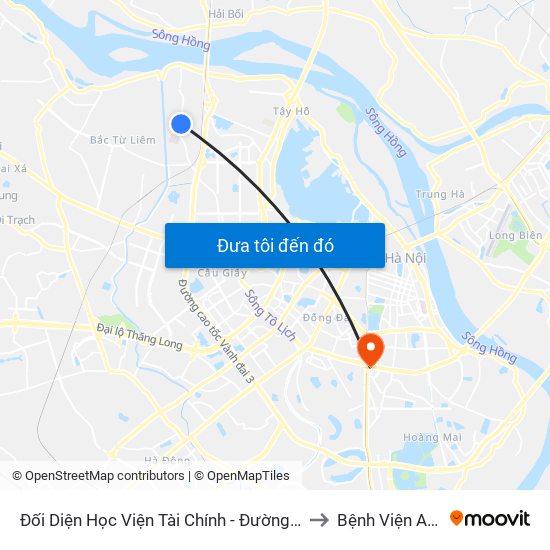 Đối Diện Học Viện Tài Chính - Đường Đức Thắng to Bệnh Viện An Việt map