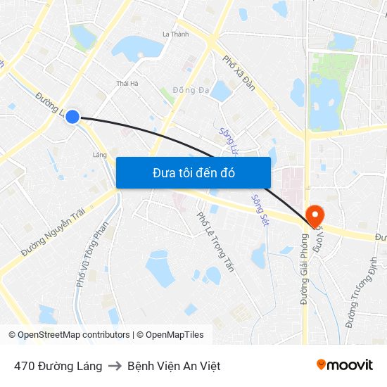 470 Đường Láng to Bệnh Viện An Việt map