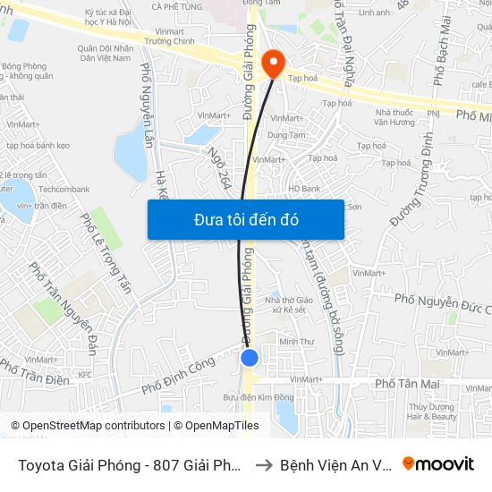 Toyota Giải Phóng - 807 Giải Phóng to Bệnh Viện An Việt map