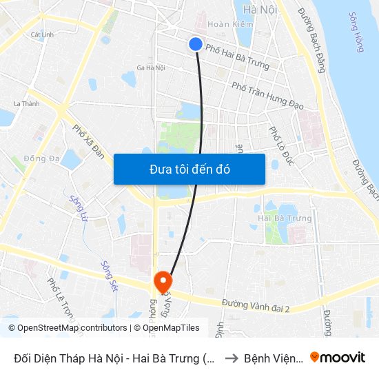 Đối Diện Tháp Hà Nội - Hai Bà Trưng (Cạnh 56 Hai Bà Trưng) to Bệnh Viện An Việt map